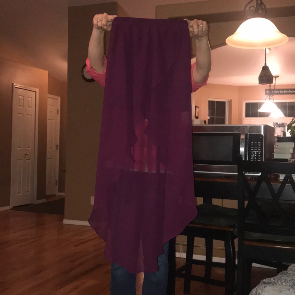 Maroon high-low skirt